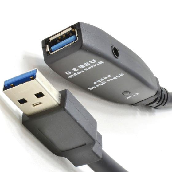 Imagem de Extensor USB 3.0 Ativo com Repetidor A Macho X A Fêmea 5 Metros