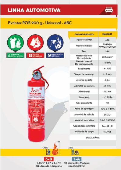 Imagem de extintor automotivo 900g abc modelo universal 