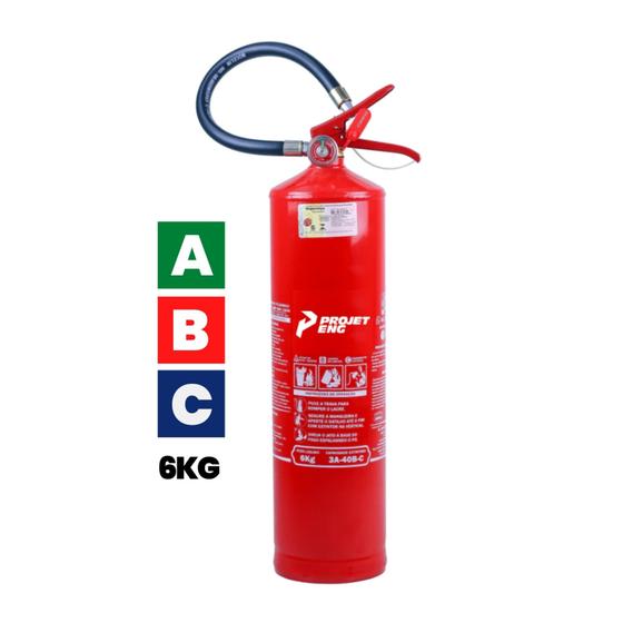 Imagem de Extintor de Incêndio ABC 6kg + Suporte - Certificado InMetro - 1 ano de Validade