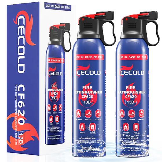 Imagem de Extintor de incêndio CECOLD Mini 5 em 1 Fire Spray 620 ml (pacote com 2)