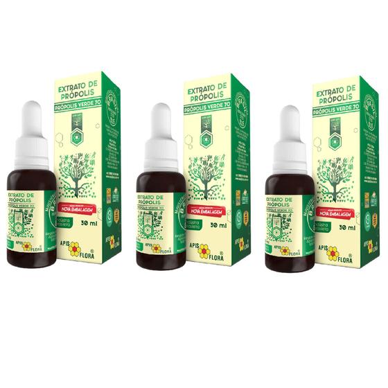 Imagem de Extrato de Propolis Verde 70% - 30ml - Apis Flora Kit Com 3 Und