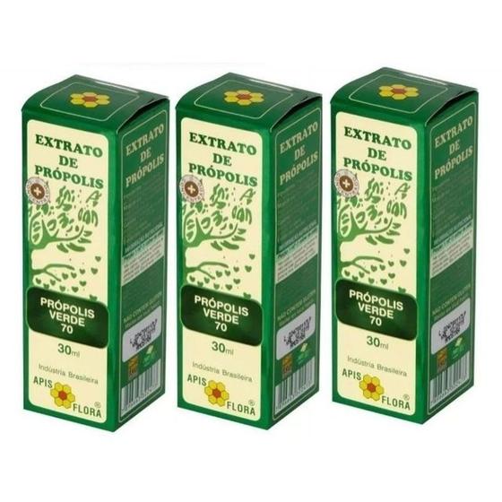 Imagem de Extrato de Própolis verde 70 Apisflora 30 ml Kit com 3 un
