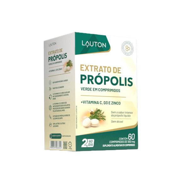 Imagem de Extrato de Própolis Verde + Vit C + D3 + Zinco Lauton 60 Cápsulas