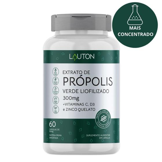 Imagem de Extrato Propolis Verde Concentrado com Vit C + D3 + Zinco - 60 comprimidos Lauton