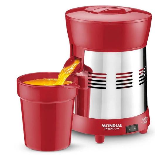 Imagem de Extrator de Laranja Suco Fruta Turbo 250W 1,25L Vermelho para Cozinha Premium, Bivolt E-24 Mondial 