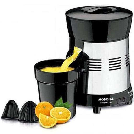 Extrator de Suco Mondial Turbo Premium Preto e Inox E-10 - Bivolt Menor preço em Extrator de Suco Mondial Turbo Premium Preto e Inox E-10 - Bivolt