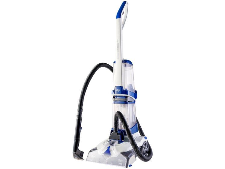 Extratora Vertical Wap Comfort Cleaner FW007120 com mangueira e bico de sucção acoplados, vista lateral.