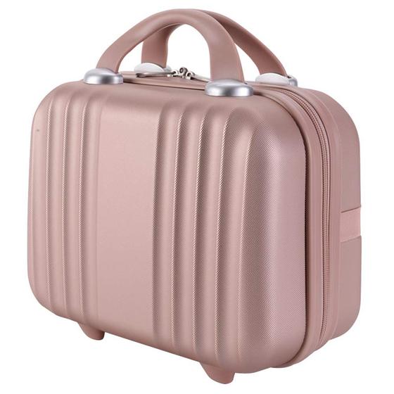 Imagem de Exttlliy Mini Hard Shell Hard Travel Luggage Cosmetic Case, Pequena mala de transporte portátil para maquiagem (Rose Gold)