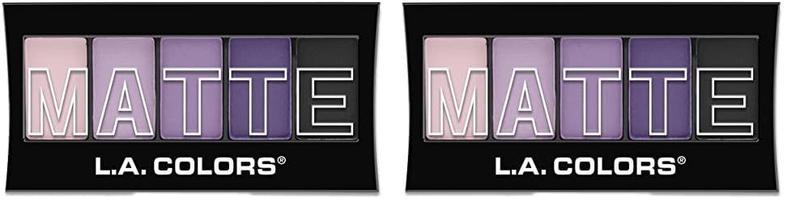 Imagem de Eyeshadow LA COLORS, 5 cores, roxo fosco, caxemira (pacote com 2)