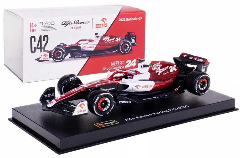 Imagem de F1 Alfa Romeo com piloto Zhou Guanyu  24 Burago 1/43