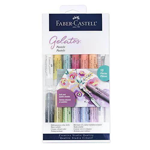 Imagem de Faber-Castell Conjunto de cores Gelatos Pastels, 15 cores pastel - Arte multiuso médio