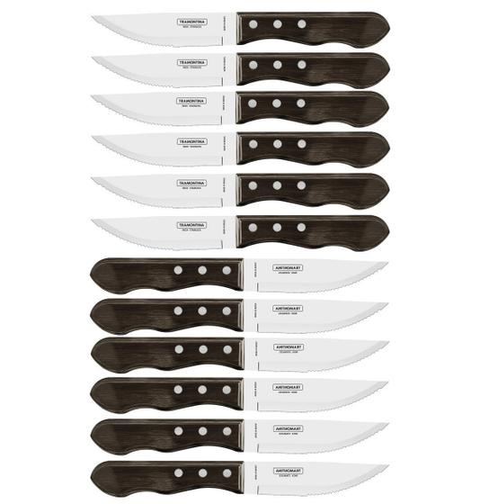 Faca Jumbo Churrasco Tramontina Polywood Castanho Kit 12 und Menor preço em Faca Jumbo Churrasco Tramontina Polywood Castanho Kit 12 und