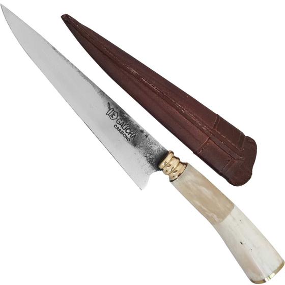 Faca Modelo Tesoura de Tosquia Artesanal 7' Gaúcha Churrasco Aço Carbono 1070 Cabo de Osso Menor preço em Faca Modelo Tesoura de Tosquia Artesanal 7' Gaúcha Churrasco Aço Carbono 1070 Cabo de Osso