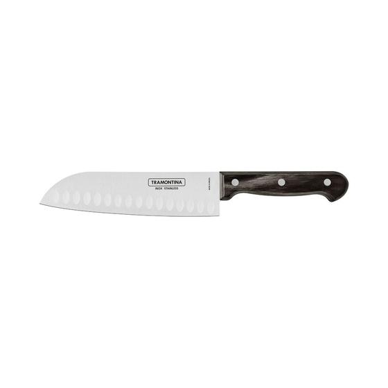 Imagem de Faca Santoku Tramontina Inox Polywood 7" Castanho