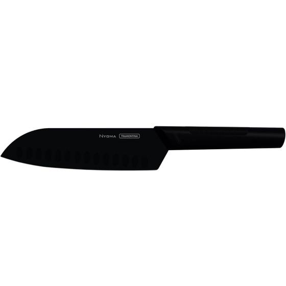 Imagem de Faca Santoku Tramontina Nygma 7' Inox Preta para Cortar Legumes Temperos Cabo Polipropileno