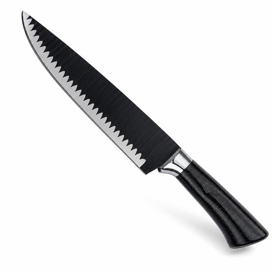 Faca tubarão artesanal preta reforçado churrasco presente pai amigo rustica picanheira churras afiado inox grossa