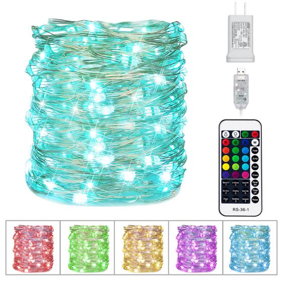 Imagem de Fairy String Lights Minetom 33 pés 100 LED com controle remoto de 16 cores