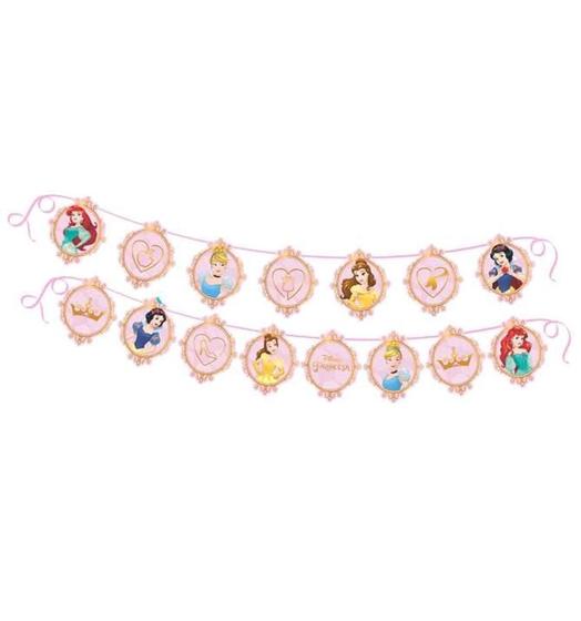 Imagem de Faixa Aniversário Princesas Disney Bandeirinhas Pra Decoração de Festa