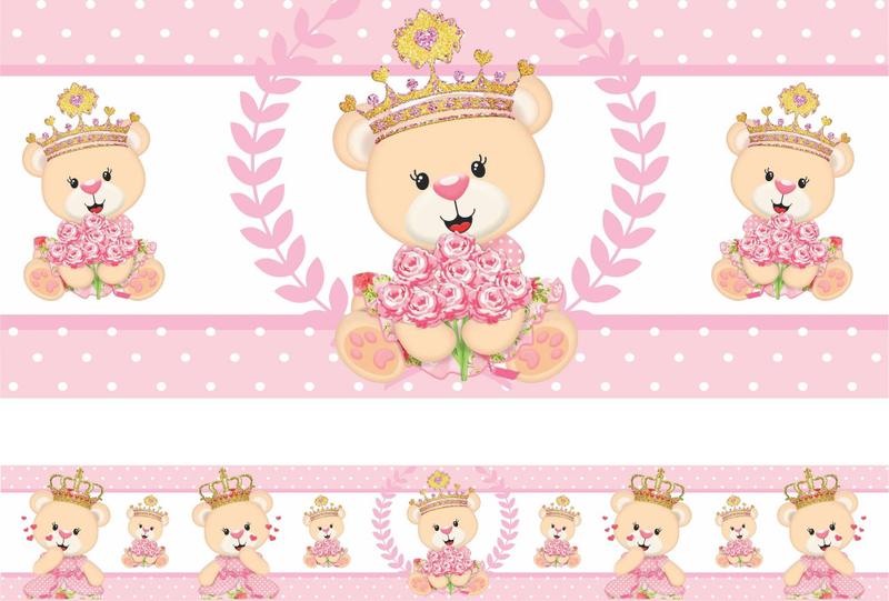 Imagem de Faixa Border Ursa Quarto Infantil Adesivo Decorativo Kit 5un