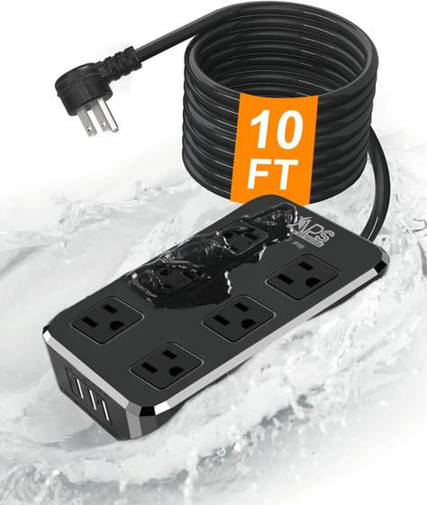 Imagem de Faixa de Alimentação Externa APS à Prova d'Água - 6 Tomadas e 3 USB