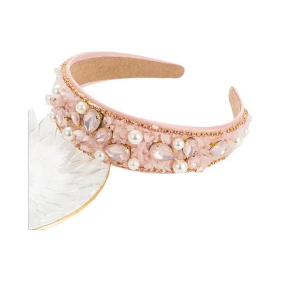 Imagem de Faixa De Cabelo Colorida Turquesa Com Strass De Borda Larga, Faixa De Cabelo Com Design