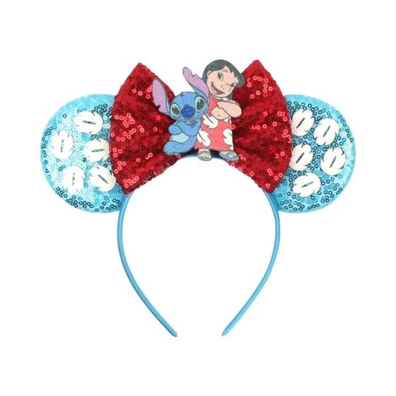 Imagem de Faixa de Cabelo com Laço e Apliques de Lantejoulas Disney (Dumbo e Mickey) - Ideal para Festas e Cosplay