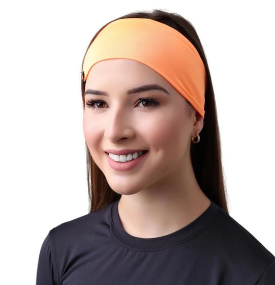 Imagem de Faixa De Cabelo Feminina Headband  Esporte Ciclismo Academia Maquiagem Laranja Neon