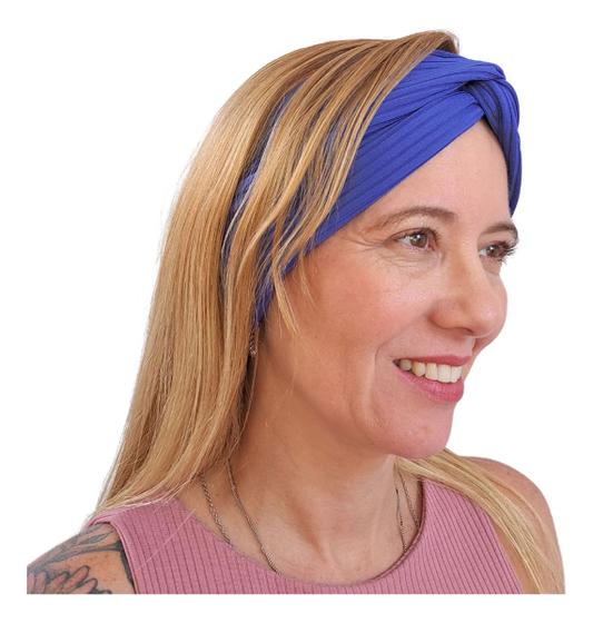 Imagem de Faixa De Cabelo Larga Malha Canelada Com Elastano Academia