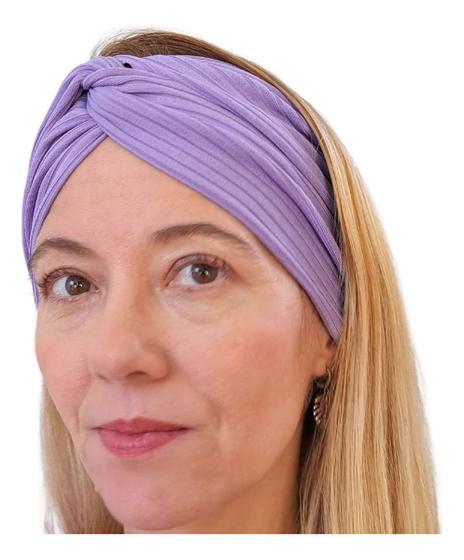 Imagem de Faixa De Cabelo Larga Malha Canelada Com Elastano Academia