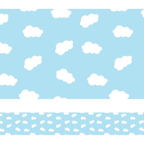 Imagem de Faixa de Parede Nuvens em Azul para Quarto Infantil 10mx10cm