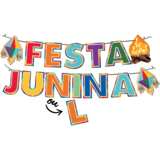 Imagem de Faixa Decorativa Bandeirinhas Comemoração Festa Junina/Julina - 1,6m X 15cm - Festcolor