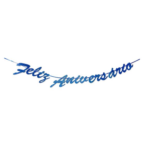 Imagem de Faixa Decorativa Grande - Feliz Aniversário Glitter Azul