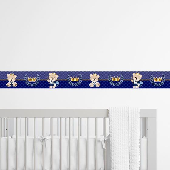 Imagem de Faixa Decorativa Papel De Parede Urso Príncipe Azul Marinho Infantil quarto Bebê