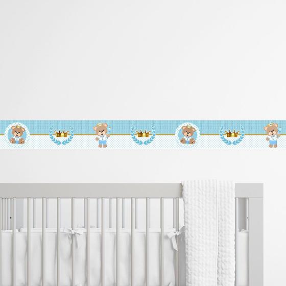 Imagem de Faixa Decorativa Urso Príncipe Azul Claro Infantil quarto Bebê Adesivo de Parede