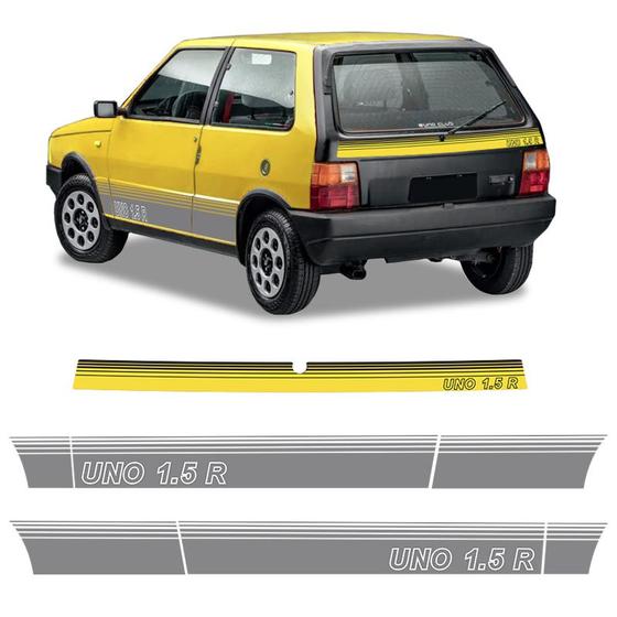 Imagem de Faixa Fiat Uno 1.5 R 1989 Adesivo Modelo Original Amarelo