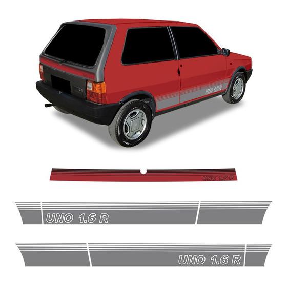 Imagem de Faixa Fiat Uno 1.6 R 1990 Adesivo Lateral/Traseiro Vermelho