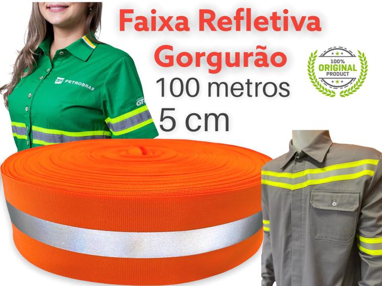 Imagem de Faixa Reflexiva 5 cm Uniforme Gorgurão LaranjaFluorescente - 100m