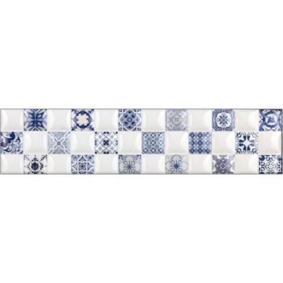 Imagem de Faixa Retangular 8,5x35cm Branco e Azul Gabriella