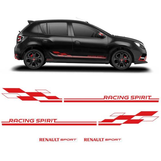 Imagem de Faixa Sandero Racing Spirit + Adesivo Renault Sport Vermelho