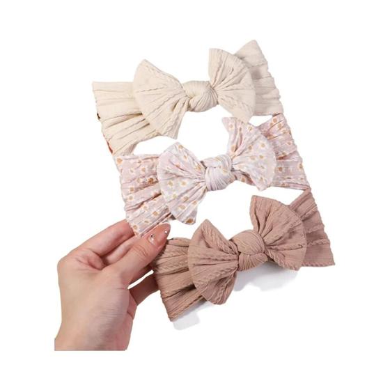 Imagem de Faixas de Cabelo para Bebê - Kit com 3 Tiaras de Malha Elástica