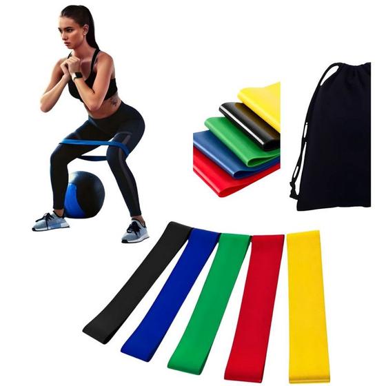 Imagem de Faixas Elásticas de Resistência  Kit com 5 Níveis de Intensidade