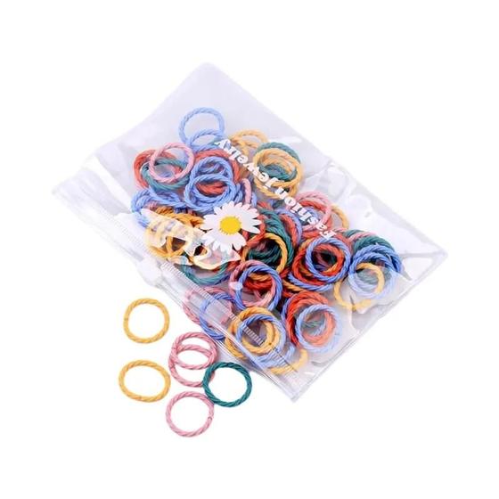 Imagem de Faixas Elásticas para Cabelo Infantil - 100 a 200 Peças - Suporte para Rabo de Cavalo