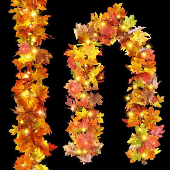 Imagem de Fall Garland Touloube com luz de 40 folhas artificiais LED x2