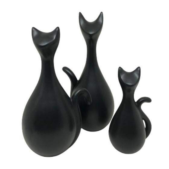Familia de Gatos de Cerâmica Decoração Enfeite Rack Sala Menor preço em Familia de Gatos de Cerâmica Decoração Enfeite Rack Sala
