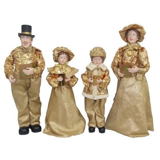 Imagem de Familia Natalina Pai Mãe Filhos Dourado Decoração Natal 50Cm