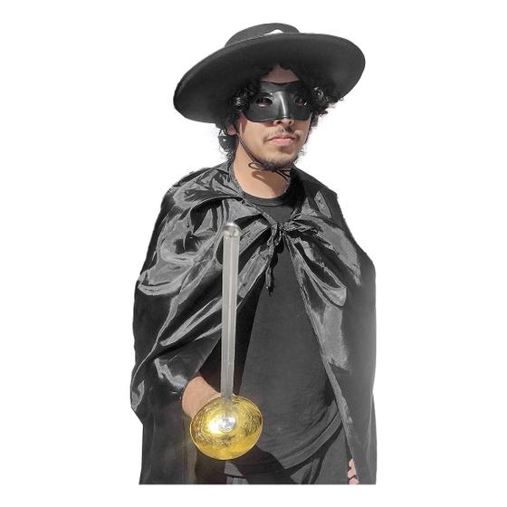 Imagem de Fantasia Adulta Zorro Kit com Capa, Chapéu, Máscara e Espada