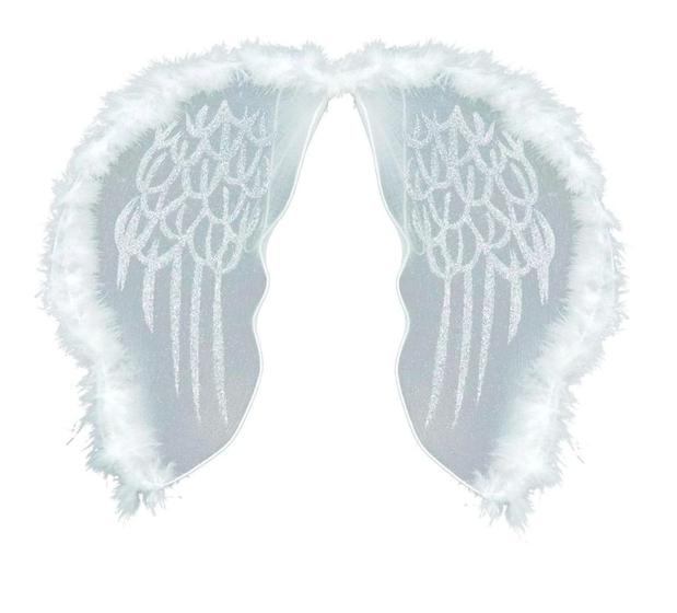 Imagem de Fantasia asas de anjo branco com coroa aureola tiara carnaval