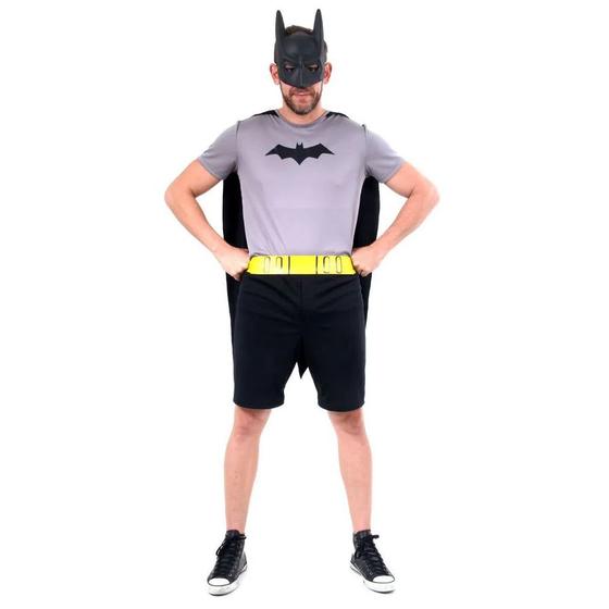 Imagem de Fantasia Batman Adulta Curta com Capa Cinto e Máscara