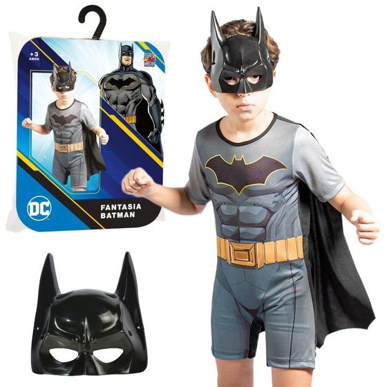 Imagem de Fantasia Batman C/ Máscara E Capa Infantil Roupa Super Herói