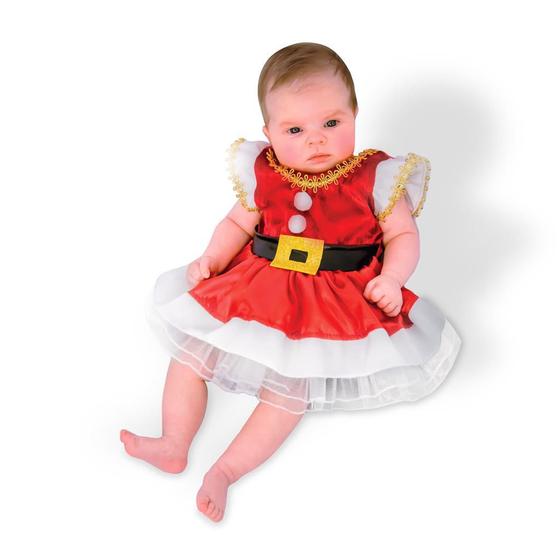 Imagem de Fantasia Bebê Natalina Anjo Papai Noel Vestido Infantil Foto